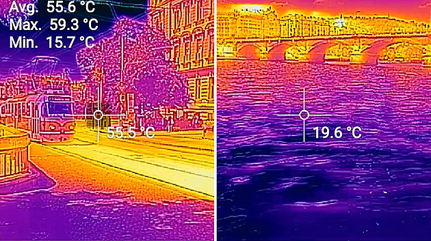 Prošli jsme Prahu s termokamerou. Ulice mají až 60 stupňů